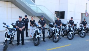 Una imatge de la presentació de las sis novas motocicletes de la Policia Local.