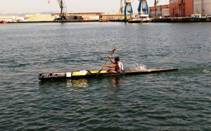 Hugo Prendes, poco antes de llegar a meta, logró el oro en Infantil B. 