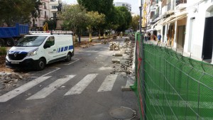 Imágenes del lunes 17 de octubre, tras la primera semana de obras en el paseo de Vara de Rey. 