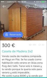 La caseta de madera utilizada como habitación en Ibiza. 