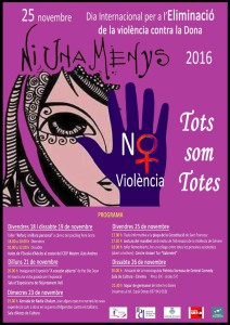 El cartell d'activitats que l'associació de dones ha organitzat per commemorar el "Dia Internacional per a l'Eliminació de la violència contra la Dona.